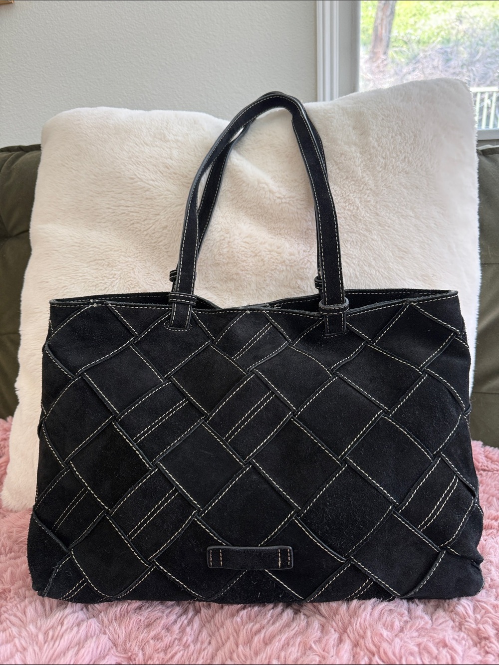 AMERICAN LEATHER CO MERCER SUEDE WOVEN TOTE